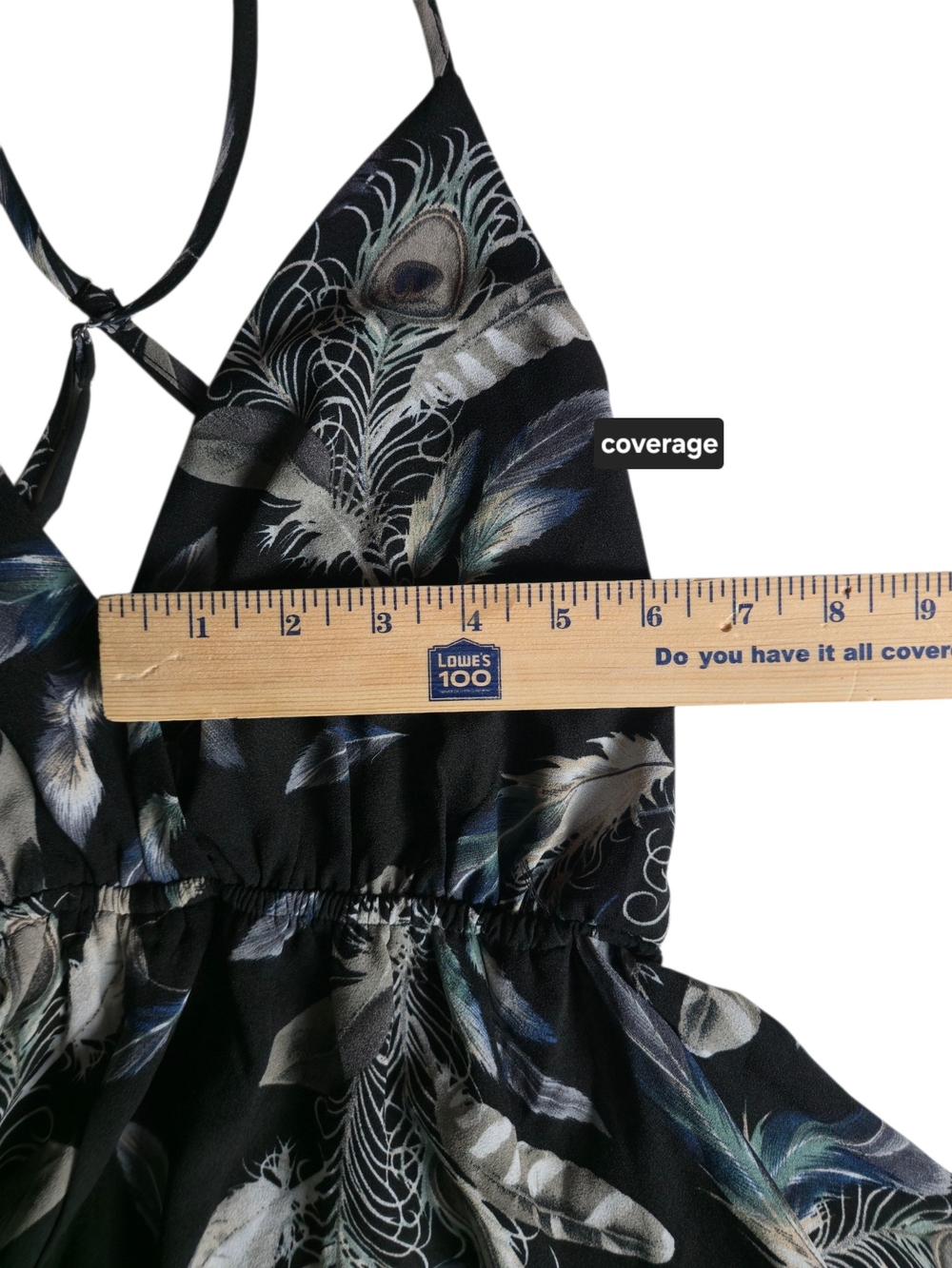 Black V Neck Feather Print Maxi Dress with Adjustable Straps - Picture 8 of 16